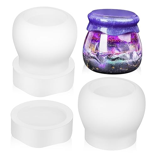 DIYEAH 2 Stück Silikonform für Harz Resin Puddingglas Aufbewahrungsbox mit Deckel Flexible Wiederverwendbare Gießform Leicht zu Reinigen Kompakt für Diy Schmuck und Dekoration von DIYEAH