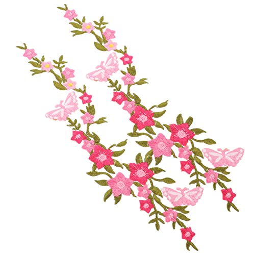 DIYEAH 2 Stück Stickmuster Stoff buch dekoration stickerpappier Jeansaufnäher Blumenmuster Aufnäher bügeln Schmetterling Stickerei nähen Hosen reparieren Flicken Stoffaufkleber Baumwolle von DIYEAH