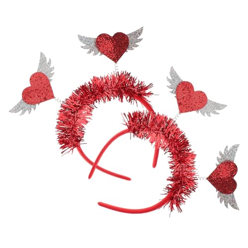 DIYEAH 2 Stück Stirnband Valentins-headbopper Valentinstag Foto Requisiten Valentinstag-kopfbedeckung Herz Kopfbedeckung Valentinstag Haarbänder Valentinstagspartyzubehör Rot Stoff von DIYEAH