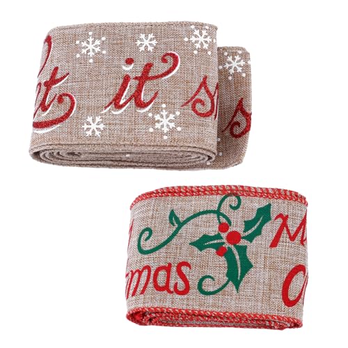 DIYEAH 2 Stück Teiliges Juteband Weihnachtsbaum Deko Schleifenband mit Xmas-motiven Robustes Hautfreundliches Geschenkband zum DIY Verpacken Raum Kleidungsdekoration DIYEAH 2 Stück Teiliges Juteband Weihnachtsbaum Deko Schleifenband mit Xmas-motiven Robustes Hautfreundliches Geschenkband zum DIY Verpacken Raum Kleidungsdekoration von DIYEAH