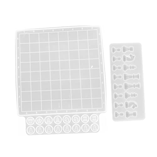 DIYEAH 2 Stück Teiliges Silikonform Set für Schachbrett und Schachfiguren Epoxidharz Gießform für Diy Handwerksprojekte Langlebig und Flexibel für Kreative Bastelideen von DIYEAH