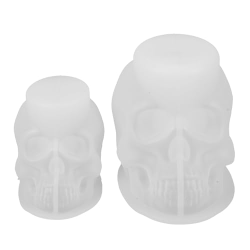 DIYEAH 2 Stück Teiliges Totenkopf Silikonform Flexibel Wiederverwendbar für Halloween Kerzen Seifen Epoxidharz Wachs Gießformen DIY Basteln Kuchen Dekoration von DIYEAH