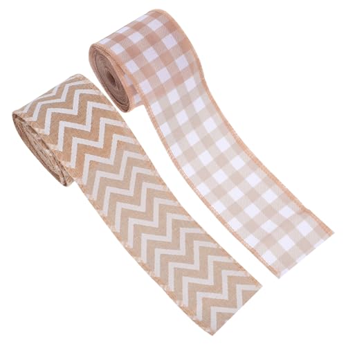 DIYEAH 2 Stück Teiliges Weihnachts Deko Band Breit Natürliche Jutefasern mit Kariertem Muster und Verdrahtetem Rand für DIY Bastelprojekte Geschenkverpackung und Festliche DIYEAH 2 Stück Teiliges Weihnachts Deko Band Breit Natürliche Jutefasern mit Kariertem Muster und Verdrahtetem Rand für DIY Bastelprojekte Geschenkverpackung und Festliche von DIYEAH