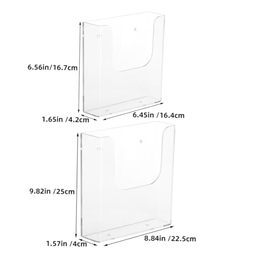 DIYEAH 2 Stück Transparenter Acryl Wandhalter Dokumenten Magazinhalter Dateien Organizer Modern Platzsparend und Langlebig für Büro und Zuhause von DIYEAH