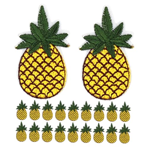 DIYEAH 20 Stück Ananas -Stickerei tropische applikationen Tasche bestickter Aufnäher Stickerei-Ananas-Abzeichen Ananaseisen auf Patch Gehäkelter Obst-Aufnäher zum Aufnähen Stickgarn von DIYEAH
