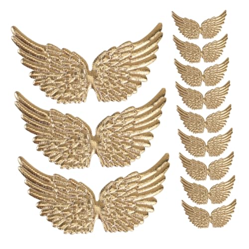 DIYEAH 20 Stück Engels flügel Stoff aufkleber DIY -Patches für Jacken appliziertes dekorative Patches Flügel für Kunst und Handwerk Flügel-Design-Kleidungsapplikation Flecken Golden von DIYEAH