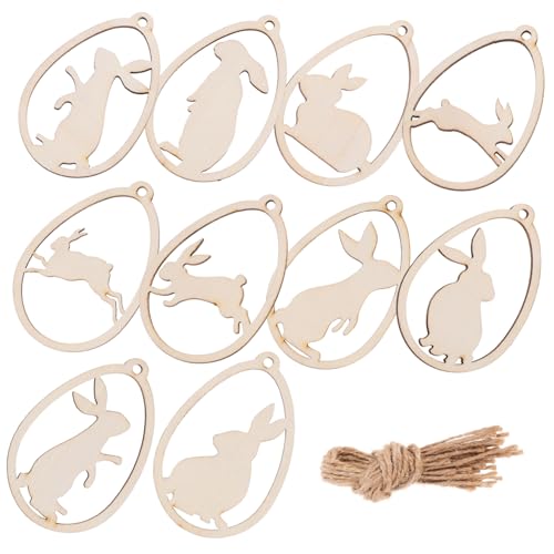 DIYEAH 20 Stück Handbemalte kleine Holzspäne aus Holz holzfiguren ostern holzdeko ostern Kaninchen-Miniaturfiguren Mülleimer Hasenförmige Holzspäne Holz Osterhasen von DIYEAH