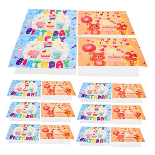 DIYEAH 20 Stück Handgezeichnete Geburtstagskarten Set Klappkarten mit Umschlag Einzigartige Dankeskarten Tragbare Grußkarten für Familie Freunde Party Kuchen Feier von DIYEAH