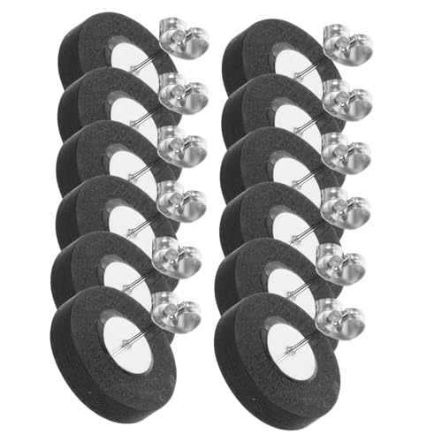 DIYEAH 20 Stück Holz-cabochon-ohrringsockel: Schwarze Ohrstecker-fassungen, Blank Mit Hinterem Stopper, 12 Mm, Edelstahlpfosten, Diy-zubehör Zur Schmuckherstellung, Edelsteine, Perlen von DIYEAH