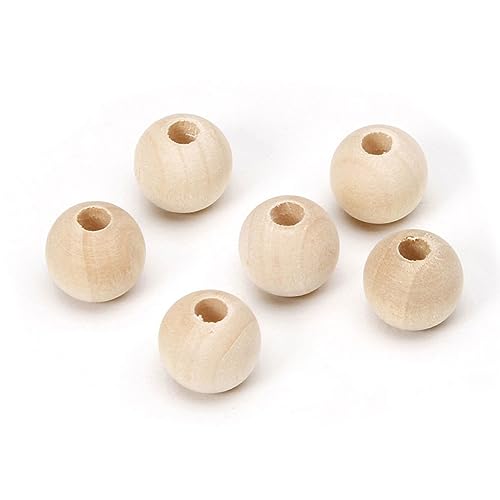 DIYEAH 20 Stück Holzperlen Rundperlen Diy Bastelzubehör für Schmuckherstellung Armbänder Anhänger Hellgelb Natürlichem Holz für Kreative Projekte von DIYEAH