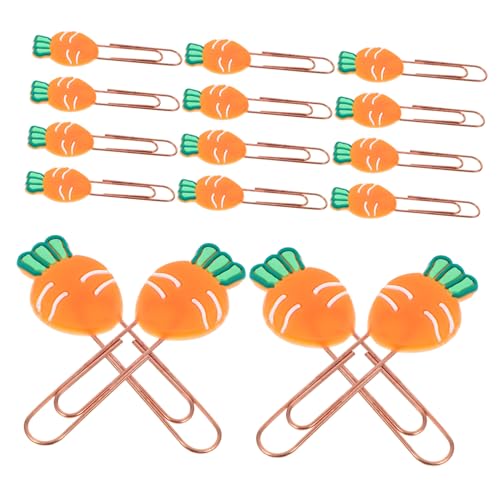 DIYEAH 20 Stück Karotten-Lesezeichen lustige Büroklammern Bürobedarf Papier Cartoon-Büroklammern Dekorative Büroklammern Markierungsclips aus Metall Büroklammern süß weiches Gummi Orange von DIYEAH