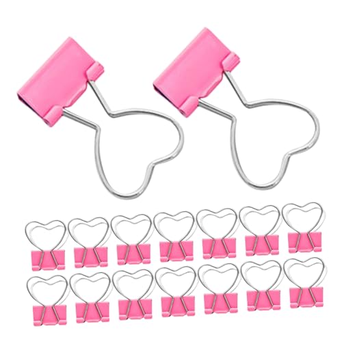 DIYEAH 20 Stück Kleine Büroklammern Herzform Pinke Metall-binderclips Starke Eisenklammern für Schule Büro und Zuhause Dekorative Papierklemmen für Notizen und Dokumente von DIYEAH