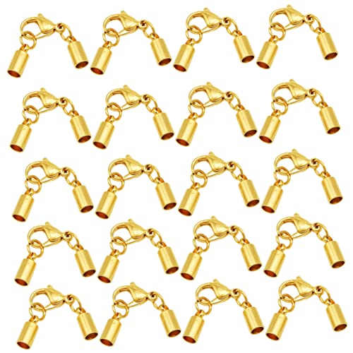 DIYEAH 20 Stück Lederbandverschluss Multifunktionale Schmuckverbindung Einfacher Karabiner für Armband und Halskette Loch Gold für DIY Projekte von DIYEAH