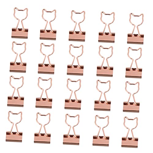 DIYEAH 20 Stück Metall Büroklammern Niedliche Binder Clips Roségold mit Katzenmotiv für Schule Büro und Zuhause Langlebig und Leicht zu Transportieren von DIYEAH