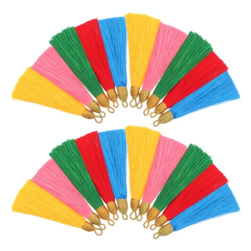 DIYEAH 20 Stück Polyester-Quasten-Charms, zum Selbermachen von Schmuck, bunte hängende Fransen-Dekorationen, Quaste für Taschenanhänger, Lesezeichen, Schlüsselanhänger, Zubehör DIYEAH 20 Stück Polyester-Quasten-Charms, zum Selbermachen von Schmuck, bunte hängende Fransen-Dekorationen, Quaste für Taschenanhänger, Lesezeichen, Schlüsselanhänger, Zubehör von DIYEAH