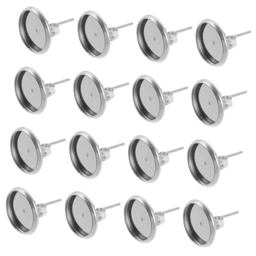 DIYEAH 20 Stück Schmuckzubehör Runden Basis Für Die Herstellung Von Ohrringen Einstellung Tablett Ohreinfassungsfach Ohrring-cabochon-fassungen Ohrstecker Basis Wohnung Metall Silver von DIYEAH