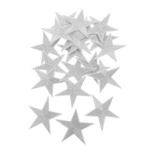 DIYEAH 20 Stück Stern Aufnäher zum Aufbügeln Bestickte Jeans Patches für Silberne Stern Applikationen für Hüte Kleidung Schuhe Langlebig und Farbecht von DIYEAH