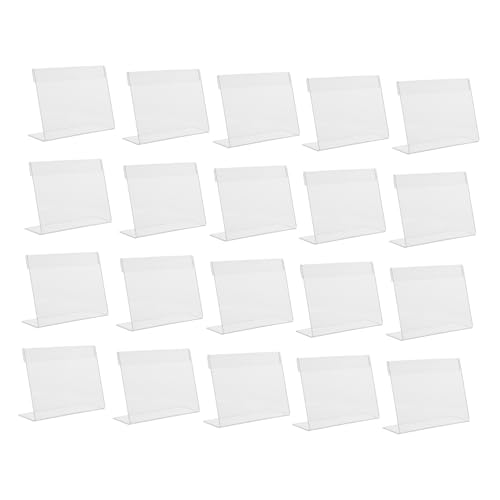 DIYEAH 20 Stück Teiliges Acryl Schildhalter Schräger Rücken Klarer Förmiger Tischaufsteller Bruchfestes Acrylmaterial Platzsparendes Design für Büro Geschäft Restaurant von DIYEAH