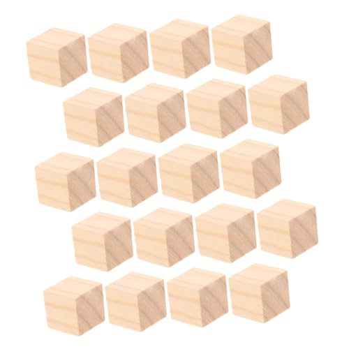 DIYEAH 20 Stück Teiliges Natürliche Unbehandelte Quadratische Holzbausteine Sichere Glatte Holzklötze für DIY Bastelprojekte Montessori Lernspiele und Motorikförderndes Stapeln von DIYEAH