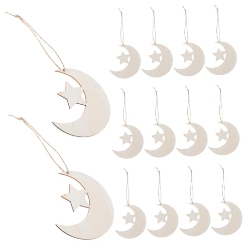 DIYEAH 20 Stück Unlackierte Mond und Sternformen für DIY Bastelprojekte Holzdeko für Babypartys Geschenkanhänger und Kreative Ornamente DIYEAH 20 Stück Unlackierte Mond und Sternformen für DIY Bastelprojekte Holzdeko für Babypartys Geschenkanhänger und Kreative Ornamente von DIYEAH