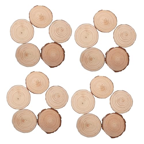 DIYEAH 20 Stück Unvollendete Runde Holzscheiben für DIY Bastelprojekte Kreative Malerei Untersetzer und Rustikale Wohnkultur für Hochzeiten und Dekoration von DIYEAH