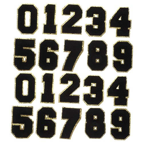 DIYEAH 20 Stück digitaler Patch Kleidung Patch DIY Dekoration Dekorative Aufnäher Anzahl Kleidungsflecken Stoffreparaturflicken nähen Nummer Mantel Patches Polyester-Kleiderflicken Black von DIYEAH