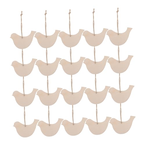 DIYEAH 20 Stück hängende Vogelornamente Handwerksbedarf Vogel-Kunst-Wanddekoration hölzerne Vögel Holz Beige von DIYEAH