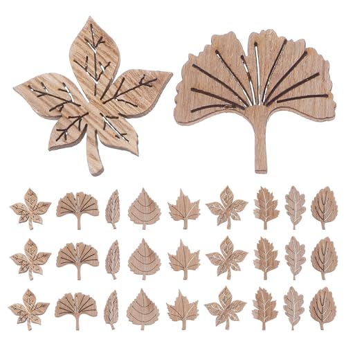 DIYEAH 200 Stück Ahornblätter-Ausschnitte aus Holz – unbehandelte Holzausschnitte – Ginkgoblätter, Basteln, Herbst-Ahornstück für Herbst, Winter, Weihnachten, Kunsthandwerk, Dekoration von DIYEAH