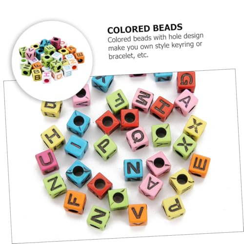 DIYEAH 200 Stück Bunte Acryl Buchstabenperlen Würfel DIY Schmuck Bastelperlen für Armband Halskette Personalisierte Buchstaben zum Auffädeln und Basteln von DIYEAH