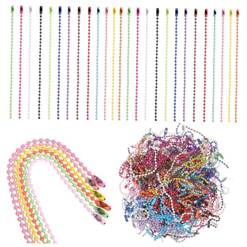 DIYEAH 200 Stück Farbige Wellen Perlen Kette Kugelketten Perlen Schlüsselanhänger Kugelkette Schlüsselanhänger Perle Schlüsselanhänger Halskette Perlenketten Armband Mit Kugelkette Metall von DIYEAH