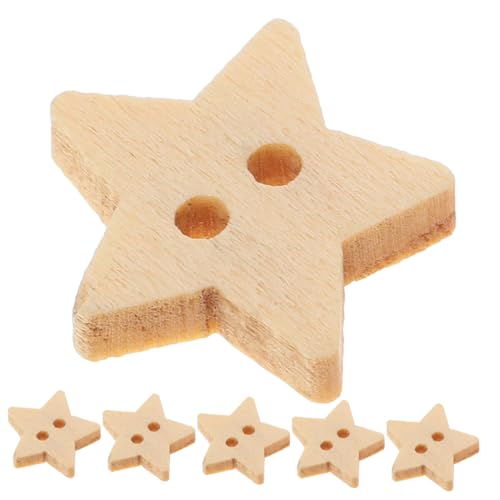 DIYEAH 200 Stück Holzknöpfe Sternform mit Löchern für Handarbeiten und Scrapbooking von DIYEAH