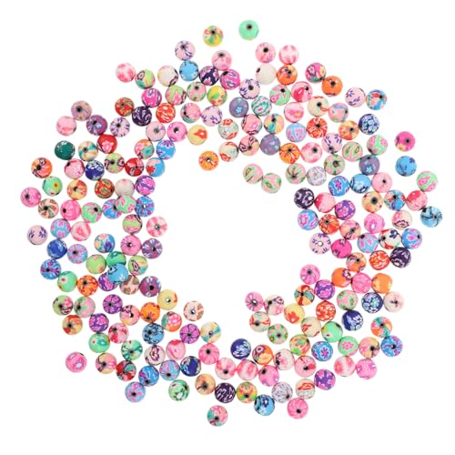 DIYEAH 200 Stück Polymer Clay Perlen Farbige Runde Blumen Spacer Perlen Handgemachte Lose Schmuckperlen für DIY Armbänder Halsketten Bastelzubehör von DIYEAH