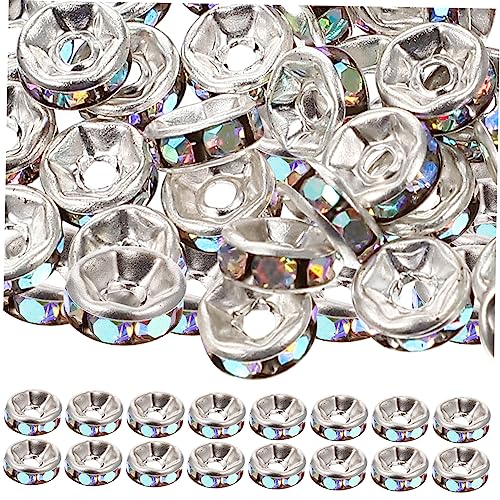 DIYEAH 200 Stück Raddistanzwulst Schmuckset glücklich Türkis Kette schmuck herstellen bastelbedarf trendige Charms für die Schmuckherstellung Abstandsperle aus Strass Strasssteine Silver von DIYEAH