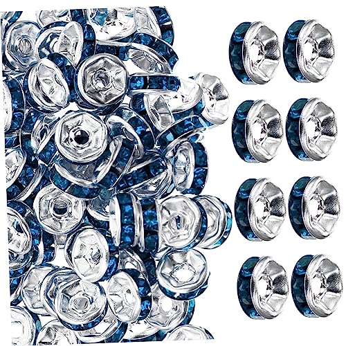 DIYEAH 200 Stück Raddistanzwulst handgenähte Strasssteine Blau mit Liebeszaubern gemacht Hotfix schmuck herstellen edelsteine DIY Perlen aus Legierung handgefertigte Abstandsperle Blue von DIYEAH