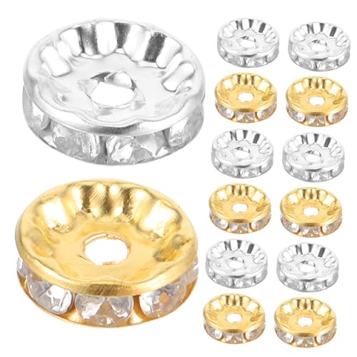 DIYEAH 200 Stück Rondelle Spacer Beads mit Strass Metallrondelle für Diy Schmuckherstellung Runde Zwischenperlen Silber und Gold Kompatibel mit Halsketten und Armbändern Vielseitig DIYEAH 200 Stück Rondelle Spacer Beads mit Strass Metallrondelle für Diy Schmuckherstellung Runde Zwischenperlen Silber und Gold Kompatibel mit Halsketten und Armbändern Vielseitig von DIYEAH