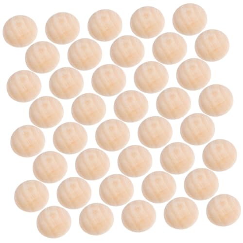 DIYEAH 200 Stück Unfertige Halbe Holzperlen Naturholz Halbkugeln für Diy Schmuck und Bastelprojekte von DIYEAH