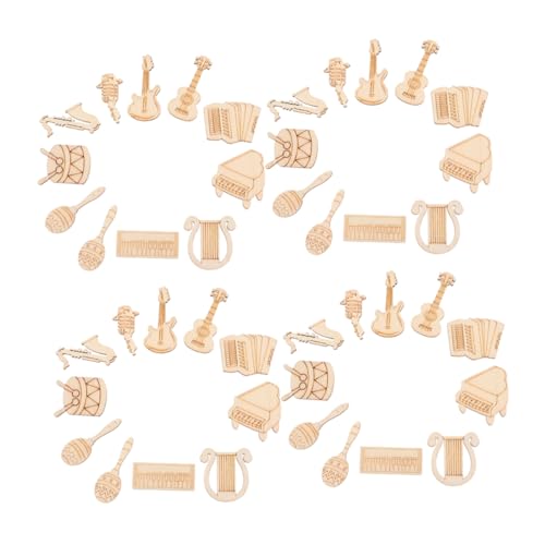 DIYEAH 200 Stück Unfertige Holzmusikinstrument Ausschnitte Blanko Gitarre und Klavier Form Unbemalte Holzhandwerksstücke für DIY Musikparty Dekoration von DIYEAH