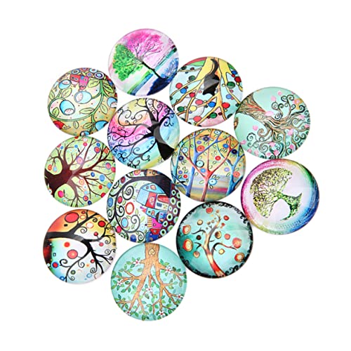 DIYEAH 20Stücke DIY Cabochons Kreative Runde Patches mit Baum Muster für Schmuckdesign und Bastelarbeiten Gemischte Farben für Dekorationen von DIYEAH