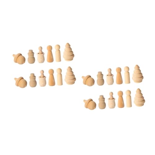 DIYEAH 24 Stk. Teiliges Unbemalte Holzpuppen aus Hochwertigem Holz Fein Geschliffen Langlebig und Sicher für DIY Bastelprojekte Malen Holzdeko und Kinderhandwerk Feinmotorik von DIYEAH