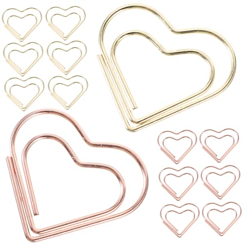DIYEAH 24 Stück Herzförmige Büroklammern Roségold und Gold Kreative Aktenklammern für Büro Schule und Bastelprojekte Dekorative Clips für Notizen und Fotos von DIYEAH