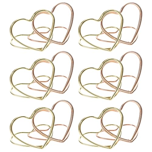 DIYEAH 24 Stück Herzförmige Büroklammern aus Legierung Kreative und Dekorative Papierclips Roségold und Gold für Büro Schule und DIY Projekte von DIYEAH