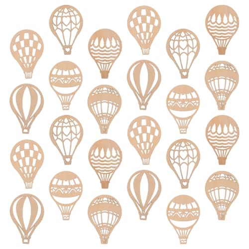 DIYEAH 24 Stück Holzschneiden Unbehandelt für DIY Bastelarbeiten Heißluftballon Holzornamente für Malprojekte und Kreative Gestaltung von DIYEAH