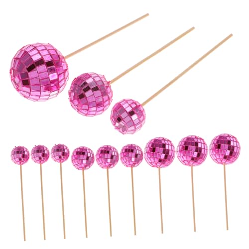 DIYEAH 24 Stück Kucheneinsatz Discokugel Discokugel-dekorationen 70er Jahre Party-kuchenaufsatz Disco-spiegelkugelaufsätze Cupcake-topper Kuchen -topper Discokugel-topper Schaum Rosa von DIYEAH