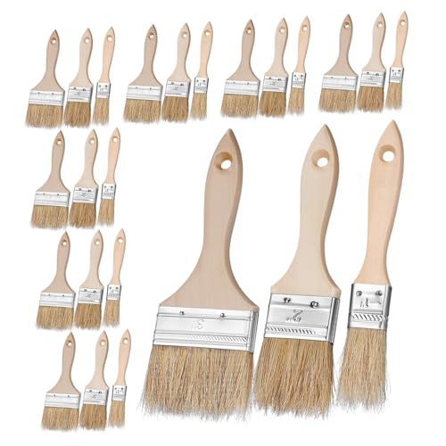 DIYEAH 24 Stück Pinsel mit Holzgriff Multifunktionspinsel für Grill und Hochwertige Naturborsten zum Bepinseln von Fleisch Wänden von DIYEAH