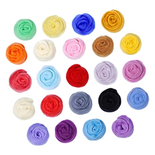 DIYEAH 24 Stück Teiliges Filzwolle Set Bunte Diy Bastelwolle für Nadelfilzen Geeignet für Erwachsene für Kreative Projekte und Handarbeiten von DIYEAH