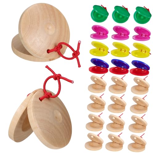 DIYEAH 24 Stück Teiliges Holz Kunststoff Castanet für Kleinkinder Farbenfrohe Percussion Spielzeuge zur Musikalischen Früherziehung Fördert Gehör und Eltern Junge Mädchen interaktion von DIYEAH