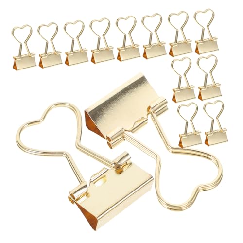 DIYEAH 24 Stücke Liebe Long Tail Clip Bindemittel Clips Für Papierkram Büroversorgungen Papierklemmen Büroklammer Kleine Bindeklammer Herzförmige Heftklammern Golden Metall von DIYEAH