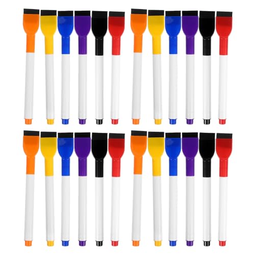 DIYEAH 24 magnetische, trocken abwischbare Whiteboard-Marker mit Radierpinsel, feine Spitze, buntes Whiteboard-Marker-Set zum Zeichnen, Malen, Schreiben, für Kinder, Klassenzimmer, Büro von DIYEAH