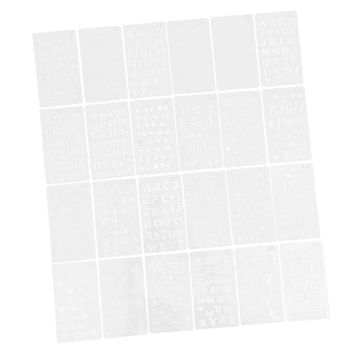 DIYEAH 24Stücke Hohle Malerei Schablonen Set Alphanumerische Buchstaben und Zahlen für Planer Tagebuch Scrapbooking und DIY Zeichnungen Weiß von DIYEAH