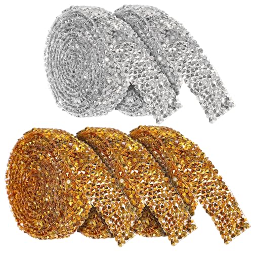 DIYEAH 25 Rollen Selbstklebendes Strassband Glitzerband Strasssteine Aufkleber für DIY Hochzeitsdeko Schmuck Handy Rahmen Vase Verzierung Flexibel Zuschneidbar von DIYEAH